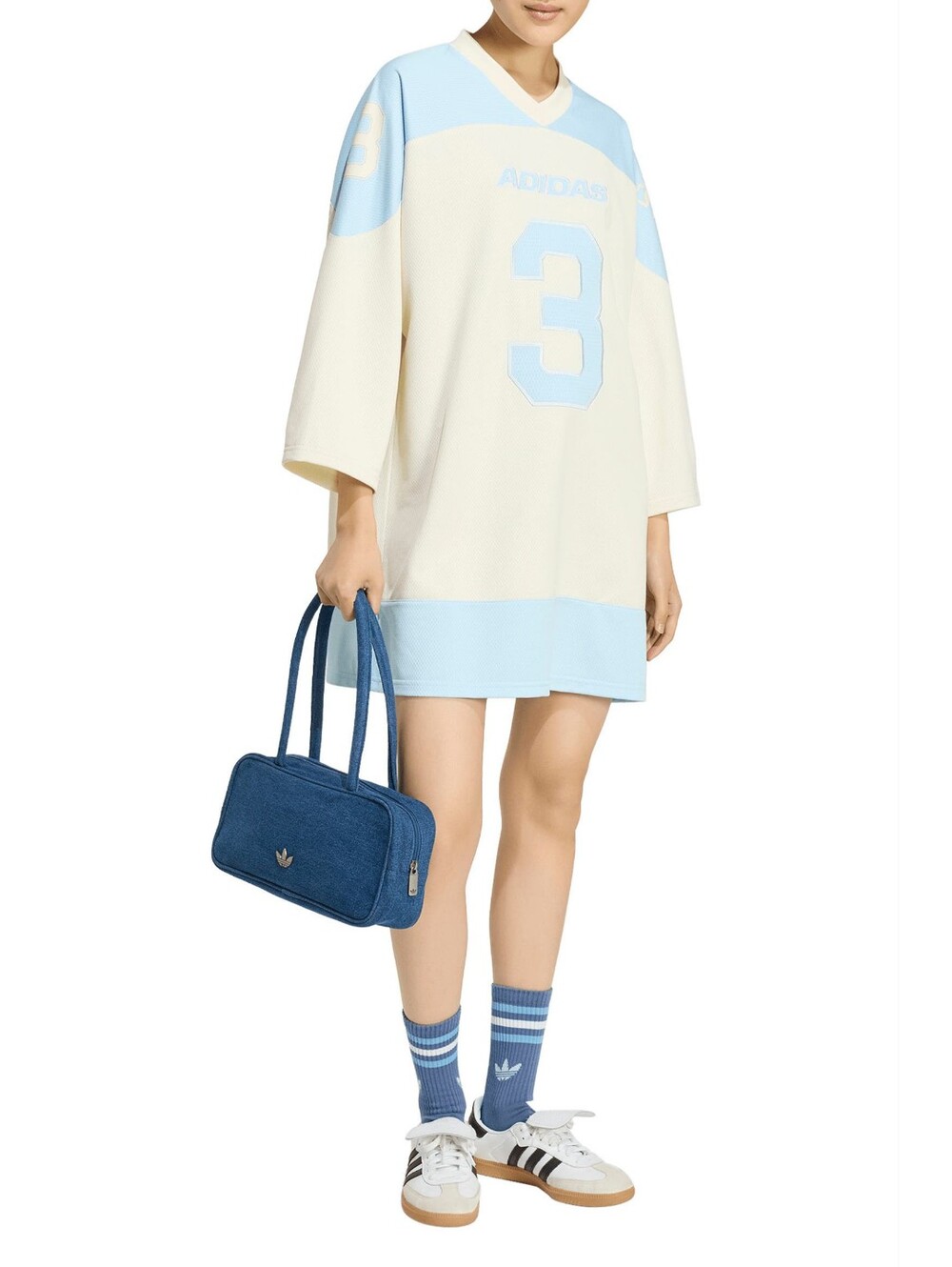 adidas Hockey  Cream and Light Blue Jersey Dress with Number 3